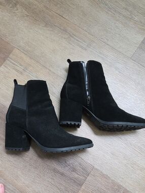 Aldo Black Suede Block Heel Waterproof Ankle Boots
